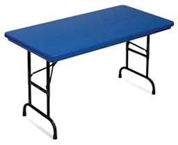 Correll Plastic Resin Folding Tables - Angled view of Blue Table
