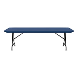 Correll Plastic Resin Folding Table - 30" x 60", Blue, Adjustable Height - side view