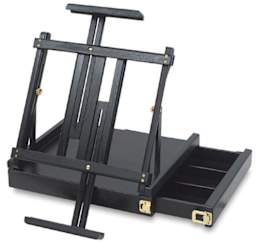 Art Alternatives Ravenna Table Sketchbox Easel - Black Easel shown open and with mast extended