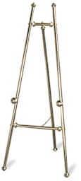 Baroque Display Easel - Angled view of brass-tone finish easel