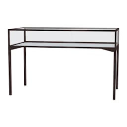Waddell Keepsake Display Case Table - Dark Bronze, Large, Sliding Rear Door