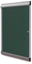 Ghent Enclosed Tackboard-right angle with metal frame, locking glass door shown in Ebony color