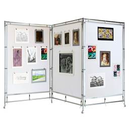Flourish MeshPanels Steel Three-Panel Display Wall - with Wheels, 4 ft, 3 Panel