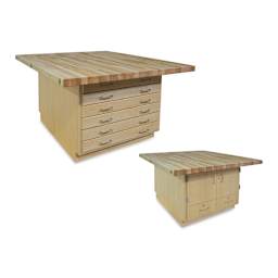 Hann Art and Printmaking Workstation - Maple Top, 2-Doors, 2 Drawers, front and back of the workstation