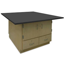 Hann Art and Printmaking Workstation - Black Laminate Top, 2-Doors, 2 Drawers, side of the cabinet