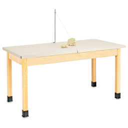 Diversified Spaces Clay Wedging Table - Angled view of table with lump of clay at clay cutter