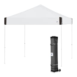 E-Z Up Pyramid Instant Shelter - White color Shelter set up with roller bag