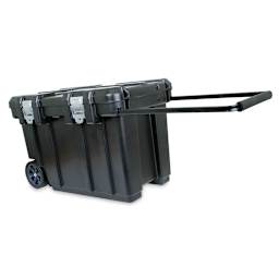 Flambeau Rolling Tool Chest - Right Angle view, closed with Handle extended