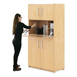Whitney Brothers Teachers Workstation - Teacher storing purse in workstation area