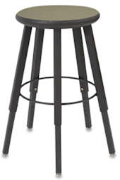 Solid Welded Stool - Front view of 5 legged stool with Grey Nebula seat and adjustable legs 