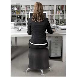 Safco Zenergy Ball Chairs - Back view of woman sitting at desk on black Ball Chair