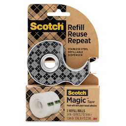 Scotch Stainless Steel Dispenser Starter Pack with 2 Refill Rolls front of packaging
