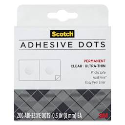 Scotch Adhesive Dots - Pkg of 200, Clear, 0.3" - front of packaging
