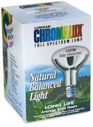 Chromalux Full Spectrum Incandescent Reflector Light Bulb - Left angled view of package