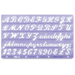 Helix Lettering Guide Setn - Top view of Script template with upper and lowercase letters
