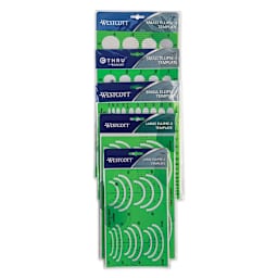Westcott Ellipse Template - Set of 5 - out of set packaging, templates in their individual packaging