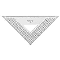 Westcott Gridded Triangles - Top view of clear Acrylic 45-90 degree triangle