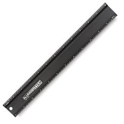 AlumiCutter Rulers - 12" Heavy Duty Black Ruler shown at angle