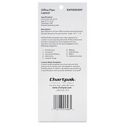 Chartpak Rapidesign Architectural Template - Office Plan, 1/8", back of packaging