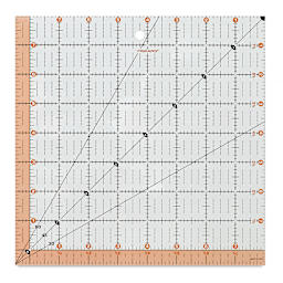Fiskars Square Acrylic Ruler - Top view of 8 1/2" Square ruler with markings
