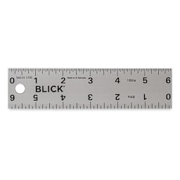 Blick Aluminum Non-Slip Ruler - 6" (out of packaging, front)