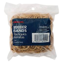 Officemate Rubber Bands - Natural, Assorted Sizes, 4 oz Bag in packaging