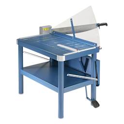Dahle Large Format Premium Guillotine Trimmer - 32" Cutting Length, side table collapsed