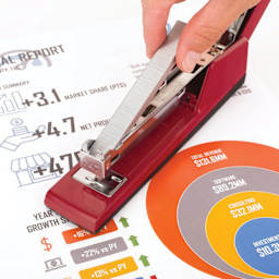 Swingline SF4 Premium Office Staples - 1/4", Box of 5000 being loaded into stapler (sold separately)