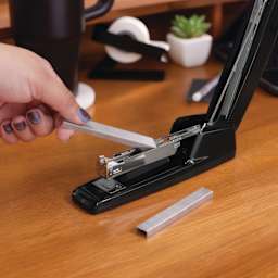 Swingline 747 Antimicrobial Business Stapler showing staples being inserted