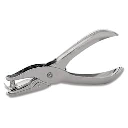 Officemate One-Hole Punch - Angled view of punch showing round punch end and handles