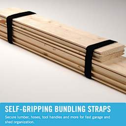 Self-Gripping Bundling Straps, Secure lumber, tool handles, and more for fast garage and shed organization