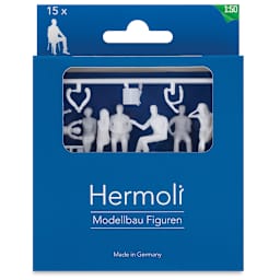 Schulcz Scale Model Figures - Hermoli Sitting, Pkg of 15, 1:50, 1/4" (front of box)