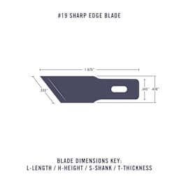 Excel Blades #19 Sharp Edge Angled Blade dimensions