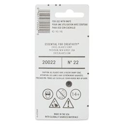 Excel Blades #22 Curved Edge Blades - Pkg of 5 - back of packaging