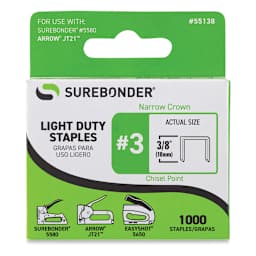 Surebonder Light Duty Staples - Front of package of 1000 3/8 inch staples