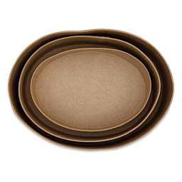 Paper Mache Box Set - Oval, Set of 3 - nested within each other, lids removed