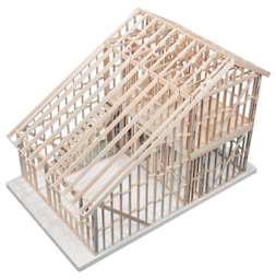 Two-Story Townhouse Kit - Completed framed Townhouse shown at angle