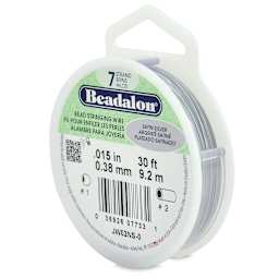 Beadalon 7 Strand Stringing Wire - Angled view of spool of Satin Silver wire