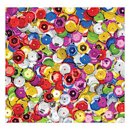 Creativity Street Cupped Sequins - Assorted Colors, 8 mm, 1 oz - close-up of sequins