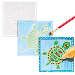 Faber-Castell 3D Art Sand Painting Kit - Boards showing progression on Turtle painting