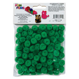 Pepperell Craft Pom Poms - Pkg of 100, 1/2", Kelly Green back of packaging