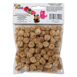 Pepperell Craft Pom Poms - Pkg of 100, 1/2", Beige back of packaging
