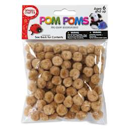 Pepperell Craft Pom Poms - Pkg of 100, 1/2", Beige front of packaging