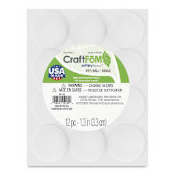 FloraCraft CraftFōM Blocks and Shapes - 1.5" diameter, Ball, Pkg of 12 - front of packaging