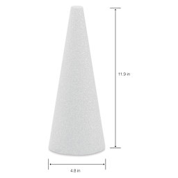 FloraCraft CraftFōM Blocks and Shapes - Cone, 4.8" x 11.9", width and height measurements shown