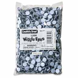 Creativity Street Wiggle Eyes - Black, 10 mm, Round, Package of 1000