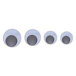 Creativity Street Large Wiggle Eyes - Black, Assorted Sizes, Round - one eye of each size