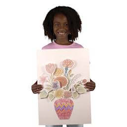 Roylco Rubbing Plates - Botanical Flowers, 6-1/4" x 10-3/4", Set of 14 showing example artwork of floral illustration