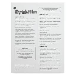 Grafix Shrink Film - 8.5" x 11", Shrink Film, Black, 50 Sheets back of packaging