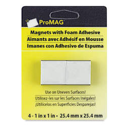 ProMag Adhesive Magnetic Squares - 1" x 1", Pkg of 4 front of packaging